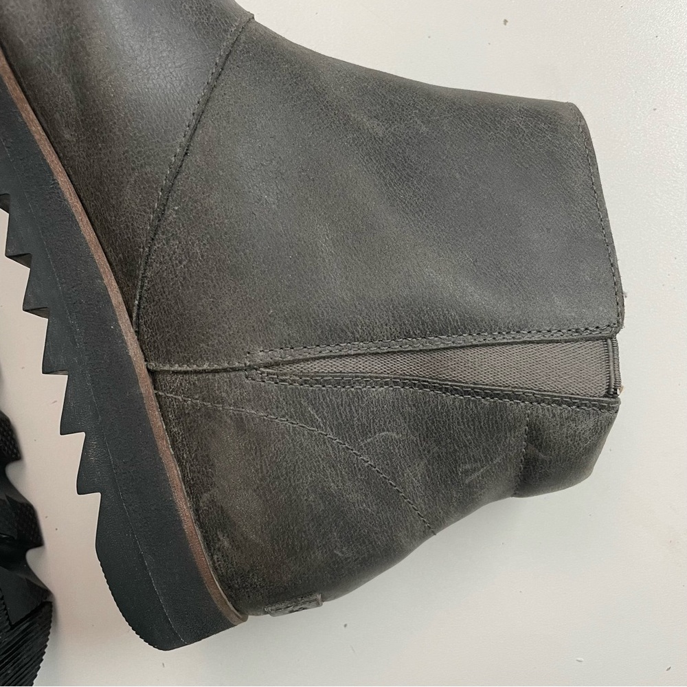Sorel Boots Harlow Distressed Leather Waterproof Lug Sole Comfort Quarry Grey - Picture 12 of 15